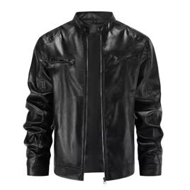EKROTOK Jaqueta Masculina de Couro Sintético, Casaco de Inverno, Casaco Leve de Couro Sintético Bomber para Motociclistas. (M)