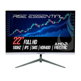 Monitor Gamer Rise Mode Essential 22", FHD, 100Hz, 5ms, VA, FreeSync, HDR 400, HDMI e VGA, sRGB 99% - Branco